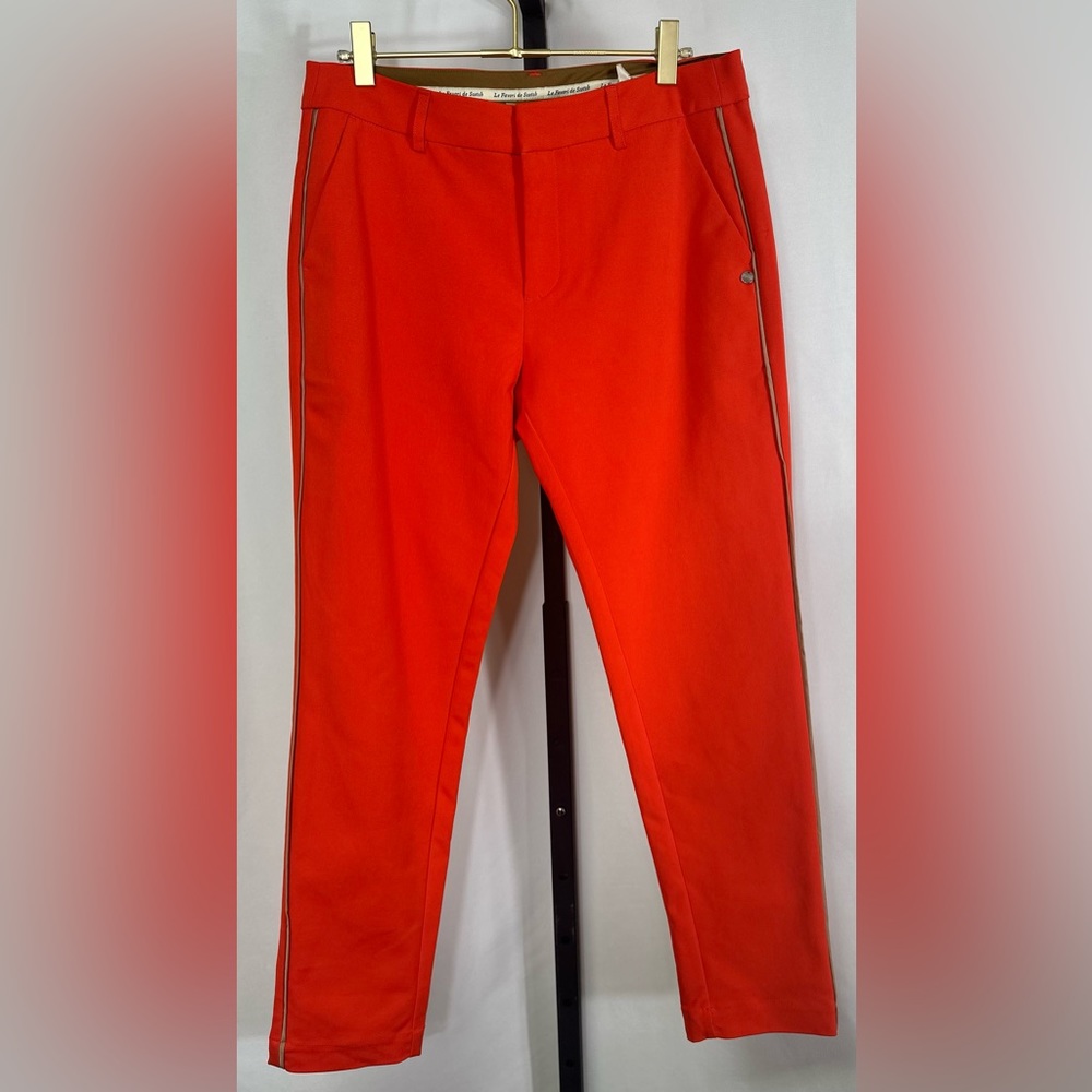 NWOT Scotch & Soda Women’s Modern Classics Ankle Pants in Orange with Tan Trim